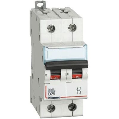 Interruptor de circuito Bticino 2P 25A 6kA - Tipo D Interruptor de circuito Bticino 2P 25A 6kA - Tipo D