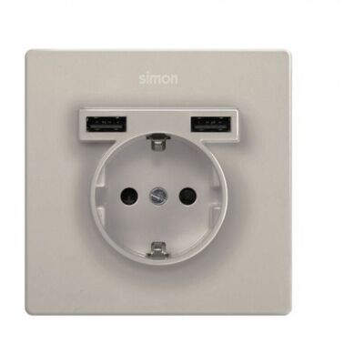 Kit Monobloque Simon 270 - Enchufe Schuko y USB - Juego de Tomacorrientes Kit Monobloque Simon 270 - Enchufe Schuko y USB - Juego de Tomacorrientes
