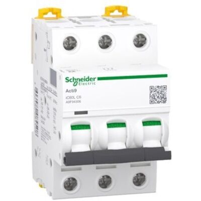 Interruptor automático Schneider Electric A9F94306 - 3P, 6A, Curva C - Montaje en DIN Interruptor automático Schneider Electric A9F94306 - 3P, 6A, Curva C - Montaje en DIN