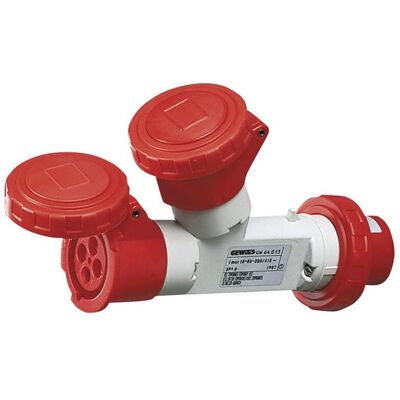 Gewiss - Multiplicador Doble 3p+e 16a 2 Tomas De Corriente 16a Rojo 400v Gw64013 Gewiss - Multiplicador Doble 3p+e 16a 2 Tomas De Corriente 16a Rojo 400v Gw64013