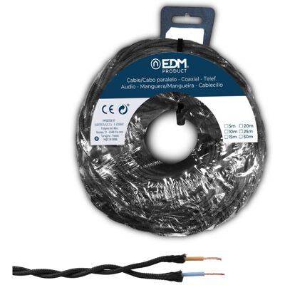 Edm - Paralelo Textil Trenzado 2x1,5mm Negro 25mts Edm - Paralelo Textil Trenzado 2x1,5mm Negro 25mts