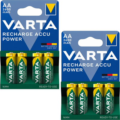 OEM Batería Recargable Nimh Varta Power Aa De 2600 Mah, Baterías Estándar, 4 Unidades X 2 OEM Batería Recargable Nimh Varta Power Aa De 2600 Mah, Baterías Estándar, 4 Unidades X 2
