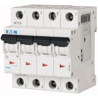 Interruptor automático Eaton 4P 16A 6kA Curva C Montaje en DIN Interruptor automático Eaton 4P 16A 6kA Curva C Montaje en DIN