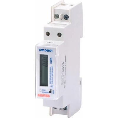 Gewiss Contador De Energía Para Conexión Directa - Monofásico - Digital - 40 A - Ip20 - 1 Te - Montaje En Carril Din, Gwd6801 Gewiss Contador De Energía Para Conexión Directa - Monofásico - Digital - 40 A - Ip20 - 1 Te - Montaje En Carril Din, Gwd6801