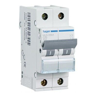 Hager MUN540A Interruptor automático 40A 1P+N - Curva C 6kA Hager MUN540A Interruptor automático 40A 1P+N - Curva C 6kA