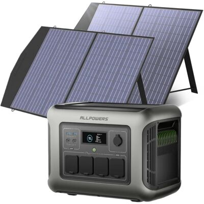 Allpowers - R1500 Lite Generador Solar Con 2 Paneles Solares De 100w, Estacion De Energia Portatil 1056wh Lfp Batería, 4 Salidas Ac 1600w (3200w Pico), Para Camping, Viajes, Emergencia, Corte De Energía Allpowers - R1500 Lite Generador Solar Con 2 Paneles Solares De 100w, Estacion De Energia Portatil 1056wh Lfp Batería, 4 Salidas Ac 1600w (3200w Pico), Para Camping, Viajes, Emergencia, Corte De Energía