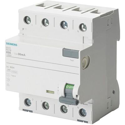 Siemens 5SV3444-8 - Interruptor diferencial - 400V 4P Tipo A Siemens 5SV3444-8 - Interruptor diferencial - 400V 4P Tipo A