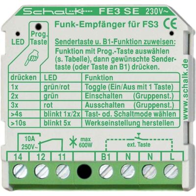 Schalk FE3 SE 230V Interruptor Receptor Inalámbrico - 3 Funciones Schalk FE3 SE 230V Interruptor Receptor Inalámbrico - 3 Funciones
