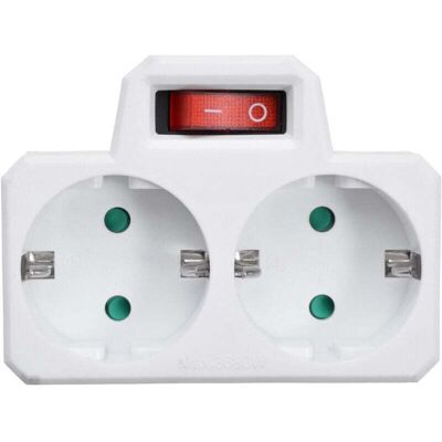 OEM Regleta De Dos Tomas Con Interruptor, Enchufes Franceses, Blanca - Crezuo OEM Regleta De Dos Tomas Con Interruptor, Enchufes Franceses, Blanca - Crezuo