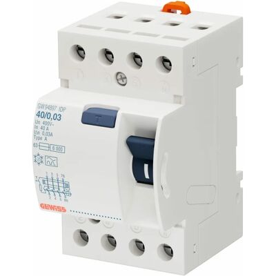 Gewiss Interruptor Diferencial - Idp - 4p 40a Tipo A Flink Idn=0,03a - 3 Te, Gw94897 Gewiss Interruptor Diferencial - Idp - 4p 40a Tipo A Flink Idn=0,03a - 3 Te, Gw94897