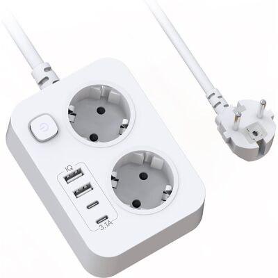OEM Regleta De 2 Enchufes Con Usb, Cable Alargador Plano De Pared Con Interruptor, Portátil Con Protección Contra Sobretensiones Y Cable De 1,8 M Para Casa, Oficina Y Viajes, Color Blanco OEM Regleta De 2 Enchufes Con Usb, Cable Alargador Plano De Pared Con Interruptor, Portátil Con Protección Contra Sobretensiones Y Cable De 1,8 M Para Casa, Oficina Y Viajes, Color Blanco