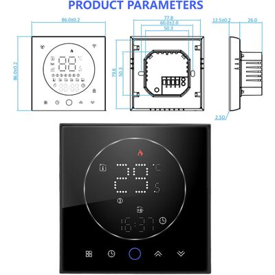 OEM Termostato Inteligente Para Uso Doméstico, Precisión De ±1 °c, Ntc3950, Altura De Instalación De 86 Mm, Ca 95–240 V, Negro, Pc/abs, Programación De 7 Días, 6 Intervalos, Pantalla Led Multicolor, Ip20, OEM Termostato Inteligente Para Uso Doméstico, Precisión De ±1 °c, Ntc3950, Altura De Instalación De 86 Mm, Ca 95–240 V, Negro, Pc/abs, Programación De 7 Días, 6 Intervalos, Pantalla Led Multicolor, Ip20,