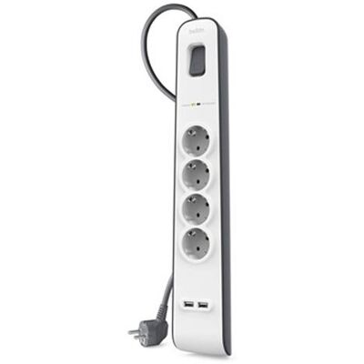 Regleta Belkin - 4 Tomacorrientes, 2 USB, Cable 2m Regleta Belkin - 4 Tomacorrientes, 2 USB, Cable 2m
