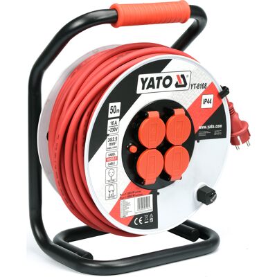 YATO Cable De Extensión En Carrete De 50 M Con 4 Enchufes De 32,5 Mm² - Yt-8108 YATO Cable De Extensión En Carrete De 50 M Con 4 Enchufes De 32,5 Mm² - Yt-8108