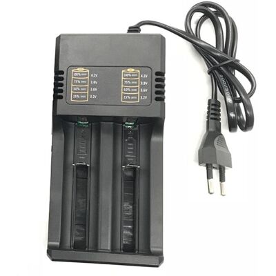 OEM Cargador De 3,7 V Con 2 Bahías Para Baterías De Iones De Litio 18650, 16340 Y 14500 Cargador Recargable De Baterías De Iones De Litio Para Baterías 18650 Enchufe Europeo. OEM Cargador De 3,7 V Con 2 Bahías Para Baterías De Iones De Litio 18650, 16340 Y 14500 Cargador Recargable De Baterías De Iones De Litio Para Baterías 18650 Enchufe Europeo.