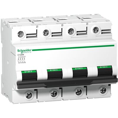 Schneider Electric - Disjoncteur C120n 4p 63 A, Courbe B, 10 Ka - A9n18352 Schneider Electric - Disjoncteur C120n 4p 63 A, Courbe B, 10 Ka - A9n18352