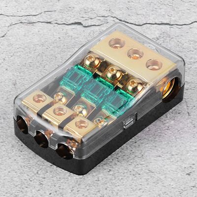 OEM Bloque De Distribución De Fusibles Para Audio De Automóvil, 3 Salidas, Mini Anl De 60 A, Entrada De 0/2/4 Awg A Salidas De 4/8/10 Awg, Cobre + Abs OEM Bloque De Distribución De Fusibles Para Audio De Automóvil, 3 Salidas, Mini Anl De 60 A, Entrada De 0/2/4 Awg A Salidas De 4/8/10 Awg, Cobre + Abs