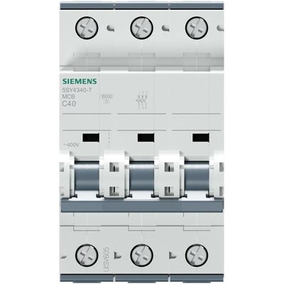 Interruptor Siemens 3P 40A Curva C - 10kA - 52.8mm Interruptor Siemens 3P 40A Curva C - 10kA - 52.8mm