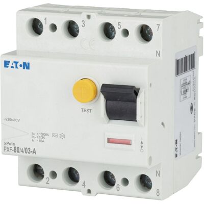 Eaton PXF-80/4/03-A Interruptor de corriente de fuga - 4P 80A 300mA Eaton PXF-80/4/03-A Interruptor de corriente de fuga - 4P 80A 300mA