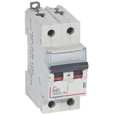 Disjoncteur Dx³6000 10ka Arrivée Haute Et Départ Bas À Vis 2p 230v À 400v - 40a - Courbe B - 2 Modules - Legrand Disjoncteur Dx³6000 10ka Arrivée Haute Et Départ Bas À Vis 2p 230v À 400v - 40a - Courbe B - 2 Modules - Legrand