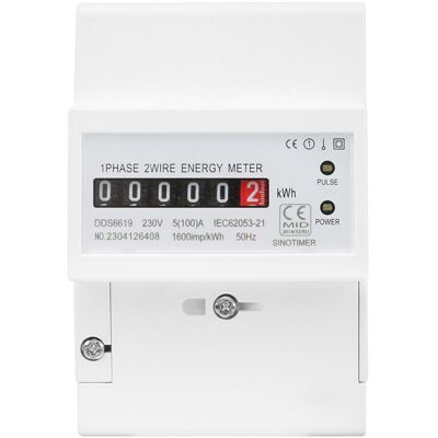 OEM Medidor De Energía Eléctrica Monofásico Digital Multifuncional De 220 V Para Montaje En Riel Din, 2 Líneas, 4 Polos (5(100) A) OEM Medidor De Energía Eléctrica Monofásico Digital Multifuncional De 220 V Para Montaje En Riel Din, 2 Líneas, 4 Polos (5(100) A)