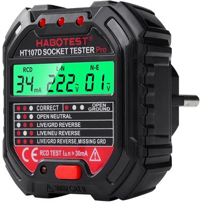 OEM Comprobador De Tomacorrientes Con Prueba Rcd, Diagnóstico Automático De 6 Tipos De Errores, Comprobador De Circuitos Eléctricos De Corriente Para Detectar Errores De Cableado, 90-250 V/45-65 Hz, Cat I OEM Comprobador De Tomacorrientes Con Prueba Rcd, Diagnóstico Automático De 6 Tipos De Errores, Comprobador De Circuitos Eléctricos De Corriente Para Detectar Errores De Cableado, 90-250 V/45-65 Hz, Cat I