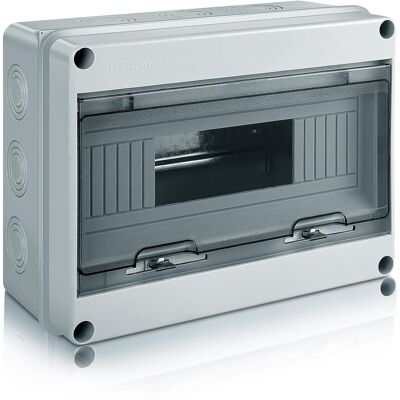 LARGEIGHT Caja Eléctrica Impermeable Para Exteriores, Caja De Distribución Ip65 Con Terminales, Superficie De Plástico Abs Para Uso En Exteriores, (12 Módulos) LARGEIGHT Caja Eléctrica Impermeable Para Exteriores, Caja De Distribución Ip65 Con Terminales, Superficie De Plástico Abs Para Uso En Exteriores, (12 Módulos)