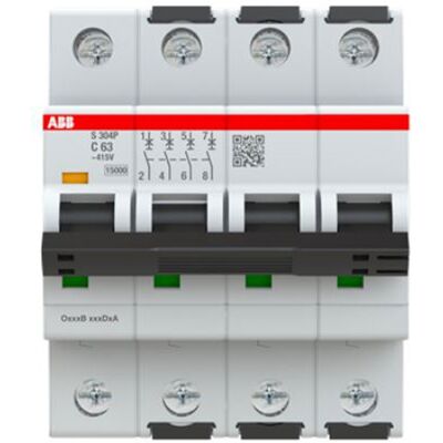 Interruptor automático ABB S304P-C63 - 4P 63A 15kA IP20/IP40 Interruptor automático ABB S304P-C63 - 4P 63A 15kA IP20/IP40