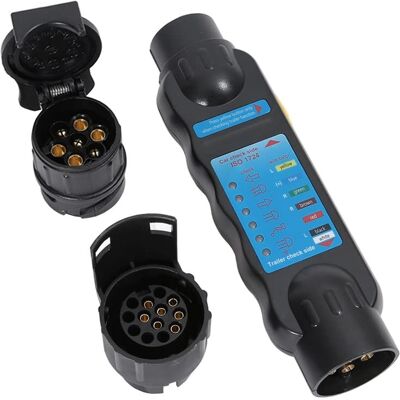 OEM Probador De Tomas De Remolque, Luces, Herramientas De Diagnóstico De Circuitos De Cableado (probador De Remolque De 7 Pines + 2 Convertidores De 7 1/3) - Crezuo OEM Probador De Tomas De Remolque, Luces, Herramientas De Diagnóstico De Circuitos De Cableado (probador De Remolque De 7 Pines + 2 Convertidores De 7 1/3) - Crezuo
