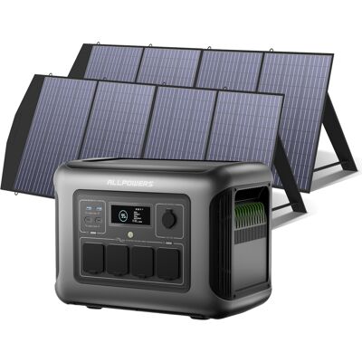 R1500 Lite Estación De Energía Portátil Con 2 Paneles Solares Plegables De 200w, 1056wh Lfp Batería, 4 Tomas Ac De 1600w (3200w Pico), Generador Solar Para Camping, Viajes, Emergencia, Corte - Allpowers R1500 Lite Estación De Energía Portátil Con 2 Paneles Solares Plegables De 200w, 1056wh Lfp Batería, 4 Tomas Ac De 1600w (3200w Pico), Generador Solar Para Camping, Viajes, Emergencia, Corte - Allpowers