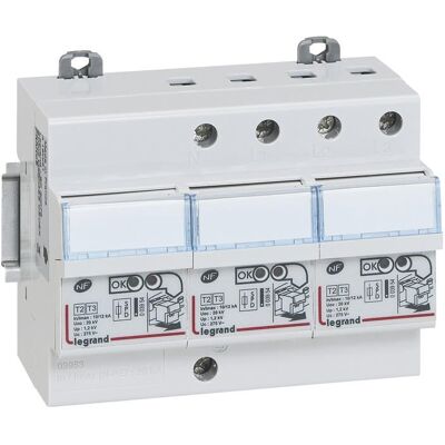 LEGRAND Parafoudre Pour Protection Tableau D'Abonné Avec Protection Intégrée Type2 Imax 12ka/pôle - 3p+n - 6 Modules - 003953 LEGRAND Parafoudre Pour Protection Tableau D'Abonné Avec Protection Intégrée Type2 Imax 12ka/pôle - 3p+n - 6 Modules - 003953