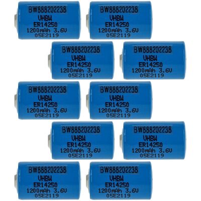 Vhbw - 10x Batería Celda Redonda Litio Er14250 Reemplaza Uhe-er14250-x, Vl1/2aa, Xl-050f - Batería Especial (1200 Mah, 3,6 V, Li-socl2) Vhbw - 10x Batería Celda Redonda Litio Er14250 Reemplaza Uhe-er14250-x, Vl1/2aa, Xl-050f - Batería Especial (1200 Mah, 3,6 V, Li-socl2)