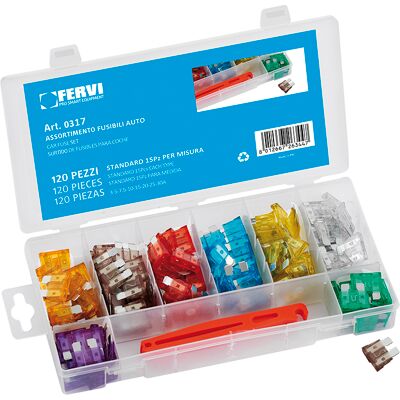 FERVI - Set de fusibles para coche - 120 piezas FERVI - Set de fusibles para coche - 120 piezas