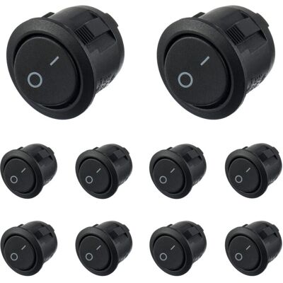 OEM Interruptor Basculante Redondo Negro, 10 Unidades, Encendido/apagado, 2 Polos, Ca, 6 A (250 V), 10 A (125 V), Spst, Interruptor Basculante Pulsador Para Coche, Barco, Náutica, Automóvil, Camión, Ilumi OEM Interruptor Basculante Redondo Negro, 10 Unidades, Encendido/apagado, 2 Polos, Ca, 6 A (250 V), 10 A (125 V), Spst, Interruptor Basculante Pulsador Para Coche, Barco, Náutica, Automóvil, Camión, Ilumi