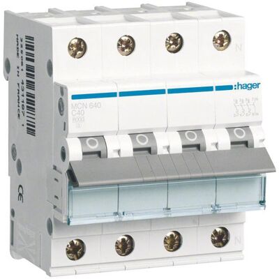 Hager HAG MCN640 Interruptor de circuito - 40A, 6kA, Característica C Hager HAG MCN640 Interruptor de circuito - 40A, 6kA, Característica C