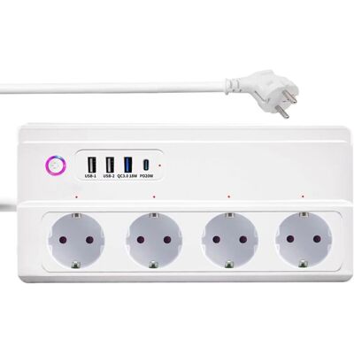 OEM Regleta Inteligente Con Usb-c, 16a, Wi-fi, Protección Contra Sobretensiones, Compatible Con Alexa Y Google Assistant, Regleta Wi-fi Con 4 Tomas De Corriente Y 3 Puertos Usb, 1 Tipo OEM Regleta Inteligente Con Usb-c, 16a, Wi-fi, Protección Contra Sobretensiones, Compatible Con Alexa Y Google Assistant, Regleta Wi-fi Con 4 Tomas De Corriente Y 3 Puertos Usb, 1 Tipo