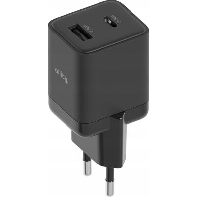 Cargador GaN PD QC de Allity - 30W USB-C & USB-A - Negro Cargador GaN PD QC de Allity - 30W USB-C & USB-A - Negro
