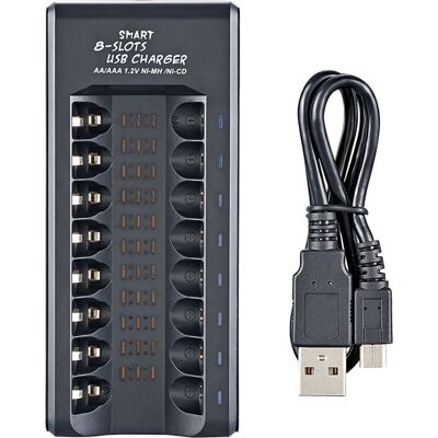 OEM Cargador De Baterías Inteligente De 8 Ranuras, Apto Para Baterías Nimh Aa/aaa De 1,2 V, Estación De Carga De Baterías Usb Plug-and-play. OEM Cargador De Baterías Inteligente De 8 Ranuras, Apto Para Baterías Nimh Aa/aaa De 1,2 V, Estación De Carga De Baterías Usb Plug-and-play.