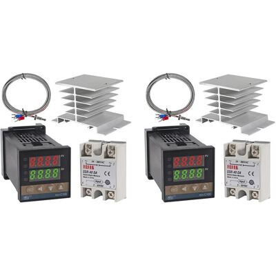 OEM Kit De Termostato De Alto Voltaje Rex-c100 Con Controlador De Temperatura Pid 2x De 100 V Ca A 240 V Ca + Relé Ssr De 40 Da + Sonda K OEM Kit De Termostato De Alto Voltaje Rex-c100 Con Controlador De Temperatura Pid 2x De 100 V Ca A 240 V Ca + Relé Ssr De 40 Da + Sonda K