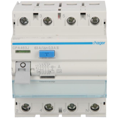 OEM Interruptor Diferencial 4p 63a 0.3a Tipo A-s Cpa463j OEM Interruptor Diferencial 4p 63a 0.3a Tipo A-s Cpa463j