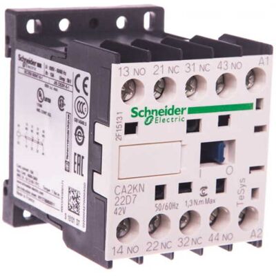Schneider Electric Relé auxiliar - CA2KN22-D7 - 2NO, 2NC, 42V CA Schneider Electric Relé auxiliar - CA2KN22-D7 - 2NO, 2NC, 42V CA