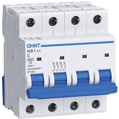 Chint 4P 25A Interruptor Automático - Tipo C 6kA Chint 4P 25A Interruptor Automático - Tipo C 6kA