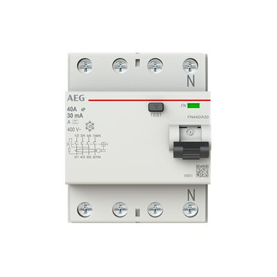 Busch-Jaeger Interruptor Aeg Fn440/a30 4 Polos 40a 30ma Busch-Jaeger Interruptor Aeg Fn440/a30 4 Polos 40a 30ma
