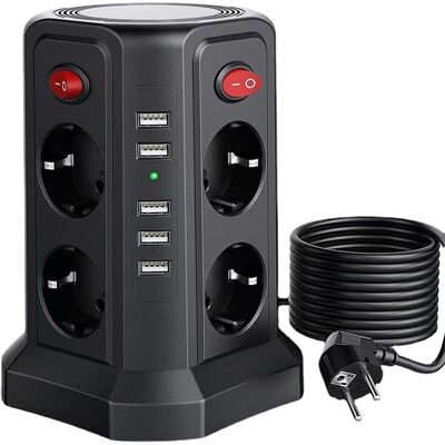 OEM Regleta Vertical Con Protector De Sobretensiones, 5 Tomas Usb, 8 Tomas De Ca Conmutadas, Cable De Extensión De 6 Pies OEM Regleta Vertical Con Protector De Sobretensiones, 5 Tomas Usb, 8 Tomas De Ca Conmutadas, Cable De Extensión De 6 Pies