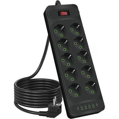 OEM Regleta De 10 Tomas, 2500 W, Con Interruptor Y Cable De 1,8 M – Negra OEM Regleta De 10 Tomas, 2500 W, Con Interruptor Y Cable De 1,8 M – Negra