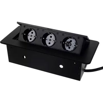 OEM Enchufe Multimedia De Sobremesa Europeo Plegable Y Oculto Con Tres Tomas Y Cable De Alimentación De 1,5 Metros - Negro OEM Enchufe Multimedia De Sobremesa Europeo Plegable Y Oculto Con Tres Tomas Y Cable De Alimentación De 1,5 Metros - Negro