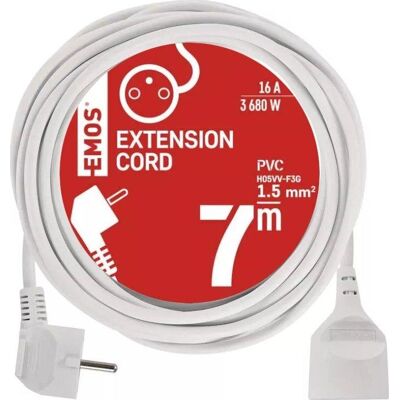 Emos 8592920112403 Cable De Extensión Blanco 7 Metros Emos 8592920112403 Cable De Extensión Blanco 7 Metros