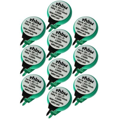 Vhbw - 10x Nimh Batería De Botón De Repuesto Tipo 1/v40h 2 Pines 40 Mah 1,2 V Compatible Para Lámparas Solares, Etc. Vhbw - 10x Nimh Batería De Botón De Repuesto Tipo 1/v40h 2 Pines 40 Mah 1,2 V Compatible Para Lámparas Solares, Etc.
