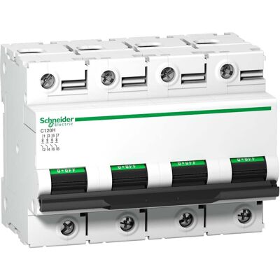 Schneider Electric - Disjoncteur C120h 4p 100 A, Courbe C, 15 Ka - A9n18480 Schneider Electric - Disjoncteur C120h 4p 100 A, Courbe C, 15 Ka - A9n18480