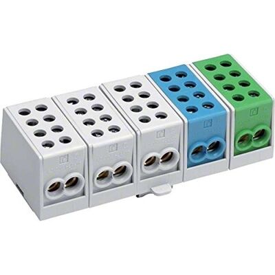 Bloque de terminal principal Hager KH45A - 5 polos, 100A, Carril DIN Bloque de terminal principal Hager KH45A - 5 polos, 100A, Carril DIN